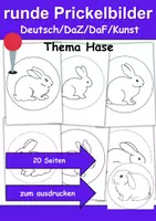 Vorschau - Arbeitsblätter - runde Prickelbilder / Fensterbilder Thema Hasen - Grundschule - Bastelvorlagen - Deckblatt