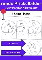 Vorschau - Arbeitsblätter - runde Prickelbilder / Fensterbilder Thema Hasen - Grundschule - Bastelvorlagen - Seite 1