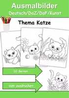 Vorschau - Arbeitsblätter - Ausmalbilder Thema Katzen - Grundschule - Bastelvorlagen - Seite 1