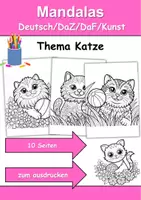 Vorschau - Arbeitsblätter - Ausmalbilder & Mandalas PAKET Thema Katzen - Grundschule - Bastelvorlagen - Seite 1