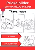 Vorschau - Arbeitsblätter - Prickelbilder / Fensterbilder Thema Katzen - Grundschule - Bastelvorlagen - Seite 1