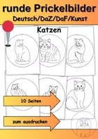 Vorschau - Arbeitsblätter - runde Prickelbilder / Fensterbilder Thema Katzen - Grundschule - Bastelvorlagen - Deckblatt