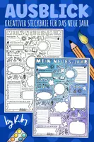 Vorschau - Arbeitsblätter - Mein Neues Jahr 2026 - Kreativer Doodle Jahresausblick - Neujahr Steckbrief für Sek 1 - Deckblatt