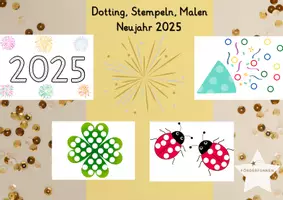 Vorschau - Arbeitsblätter - Materialpaket Neujahr 2025 - Nachspuren, Dotting, Malen - Seite 1
