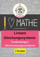 Vorschau - Arbeitsblätter - Tandembogen Lineare Gleichungssysteme (Klasse 8/ 9) – Gleichsetzungsverfahren | Übungen in 2 Niveaus | Mit Lösungen - Deckblatt