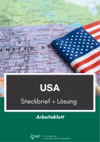 Vorschau - Arbeitsblätter - USA Steckbrief mit Lösung - Deckblatt