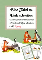 Vorschau - Arbeitsblätter - Eine Fabel zu Ende schreiben - "Der Fuchs und der Kranich" - Deckblatt