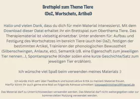 Vorschau - Spiele - Brettspiel Thema Tiere (Artikel, DaZ, Wortschatz) - Seite 1