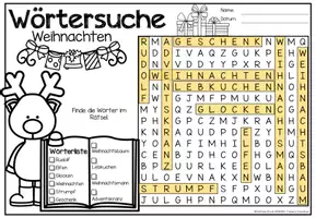 Voorbeeld - Gratis: Wörtersuche / Suchsel (Weihnachten) Dezember Duits Kerstmis - Pagina 2