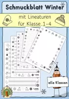 Vorschau - Mal- und Bastelvorlagen - Schmuckblatt Briefpapier Winter alle Lineaturen - Deckblatt