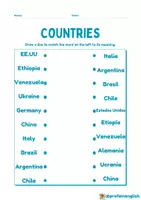 Vista previa - Hojas de trabajo - Countries worksheet! - página 1