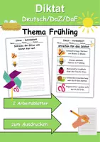 Vorschau - Arbeitsblätter - GRATIS - Diktat Thema Frühling - DaZ/DaF, Deutsch (Klasse 1 bis 4) - Deckblatt