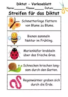 Vorschau - Arbeitsblätter - GRATIS - Diktat Thema Frühling - DaZ/DaF, Deutsch (Klasse 1 bis 4) - Seite 1