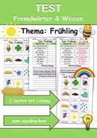 Vorschau - Arbeitsblätter - Test Frühling - DaZ/DaF, Deutsch, Sachunterricht (Klasse 1 und 2) - Deckblatt