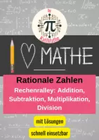 Vorschau - Arbeitsblätter - Rechenrallye Rationale Zahlen – Viererreihe gewinnt (Klasse 6/ 7/ 8) – Spiel & Wiederholung | Mit Lösungen - Deckblatt