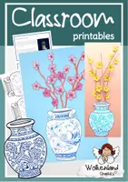 Vorschau - Mal- und Bastelvorlagen - Blütenzweige in Chinesischer Vase malen und basteln - Deckblatt