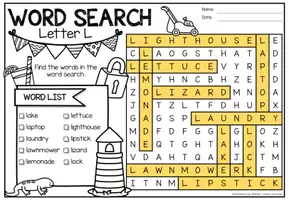 Προεπισκόπηση - Φύλλα εργασίας - Δωρεάν: Word Search Puzzle (Alphabet) Beginning Sound-Letter L Αγγλικά Αλφάβητο - Σελίδα 2