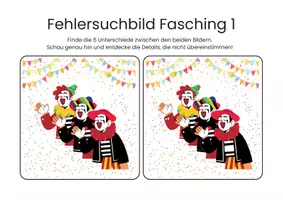 Vorschau - Spiele - Fehlersuchbilder Fasching: 3 Rätselbilder mit Lösungen - Seite 1