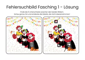 Vorschau - Spiele - Fehlersuchbilder Fasching: 3 Rätselbilder mit Lösungen - Seite 2