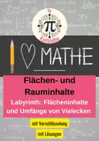 Vorschau - Arbeitsblätter - Labyrinth Flächeninhalte & Umfänge von Vielecken – Caesar-Verschlüsselung (Klasse 5/ 6) – Spiel & Knobeln | Mit Lösungen - Deckblatt