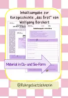 Vorschau - Arbeitsblätter - Inhaltsangabe schreiben das Brot Kurzgeschichte - Deckblatt