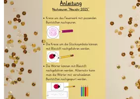 Vorschau - Arbeitsblätter - Nachspuren “Neujahr 2025“ - Graphomotorik - Seite 2