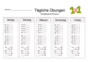Vorschau - Arbeitsblätter - Kleines 1x1 und Division Tägliche Übungen 6 Matheunterricht - Deckblatt