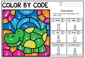 Vista previa - Hojas de trabajo - Gratis: Color by Code (Chess pieces) Inglés Ajedrez - página 2