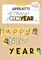 Vorschau - Mal- und Bastelvorlagen - Happy New Year | Wimpelkette | Silvester | Neujahr - Deckblatt