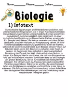 Vorschau - Unterrichtsreihen - Symbiotische Beziehungen Informationen und Arbeitsblätter - Seite 1