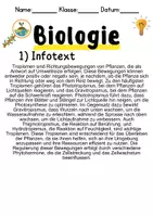 Vorschau - Unterrichtsreihen - Tropismen Informationen und Arbeitsblätter - Seite 1