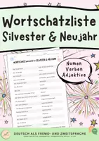 Vorschau - Arbeitsblätter - Neujahrspaket: Wortschatzliste & kreatives Schreiben mit Wimmelbild - Seite 1