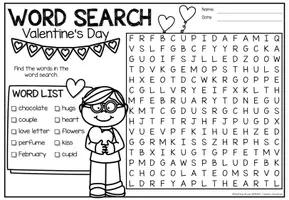 Aperçu - Feuilles d'exercices - Word Search Puzzle (Valentine's Day) | February Saint-Valentin Février Anglais - Page 3
