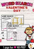 Vista previa - Hojas de trabajo - Word Search Puzzle (Valentine's Day) | February San Valentín Febrero Inglés - Portada
