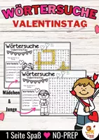 Voorbeeld - Wörtersuche / Suchsel (Valentinstag) Februar Valentijnsdag Februari Duits - Voorblad