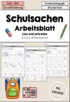 Vorschau - Arbeitsblätter - Schulsachen Schule Arbeitsblatt differenziert - DaZ DaF Sprachförderung - Deckblatt