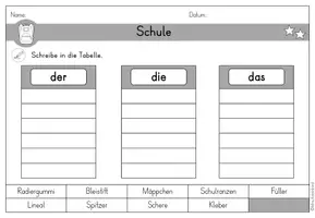 Vorschau - Arbeitsblätter - Schulsachen Schule Arbeitsblatt Artikel - DaZ DaF Sprachförderung - Seite 3