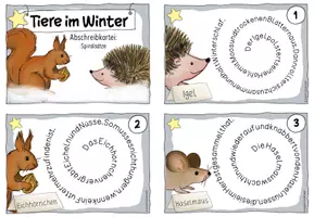 Vorschau - Aufgabenkarten - "Tiere im Winter" - Spiralsätze | Abschreibkartei - Seite 2