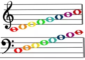Vista previa - Juegos / Gamificación - Notas musicales de colores con redondas - página 1