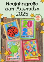 Vorschau - Mal- und Bastelvorlagen - Kunst Neujahr Silvester Materialpaket 2025 - Seite 1