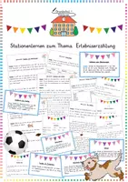 Vorschau - Stationenlernen - Erlebniserzählung: Stationenlernen (Satzanfänge & Aufsatz) - Deutsch - Kl. 3/4 - Deckblatt