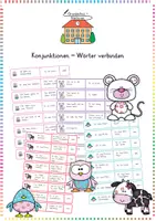 Vorschau - Fördermaterial/Inklusion - Konjunktionen: Sätze verbinden & Kommasetzung (Legematerial) - Deutsch - Kl. 3/4 - Deckblatt