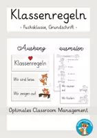 Vorschau - Präsentationen/Tafelbilder - Regeln Fuchsklasse Transparenz Klassenregeln Grundschrift - Deckblatt