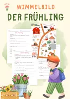Vorschau - Mal- und Bastelvorlagen - Wimmelbild - FRÜHLING - Jahreszeiten - Deckblatt
