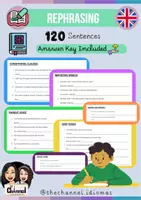 Vorschau - Arbeitsblätter - REPHRASING - 120 SENTENCES (with answer key) - Deckblatt