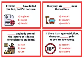 Aperçu - Feuilles d'exercices - MIXED MODAL VERBS: Multiple-Choice Game & Worksheet - Page 3