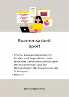 Vorschau - Unterrichtsreihen - Examensarbeit Sport - Deckblatt