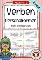Vorschau - Unterrichtsreihen - Verben konjugieren – Differenzierte Karten zur Personalform WINTER (Klasse 2/3) - Deckblatt