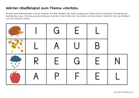 Vorschau - Arbeitsblätter - Wörter - Staffellauf zum Herbst - Deckblatt