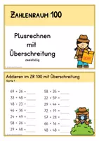 Vorschau - Stationenlernen - Addition im Zahlenraum 100 – zweistellige Aufgaben mit Zehnerübergang - Kartei | Klasse 2–3 - Seite 2